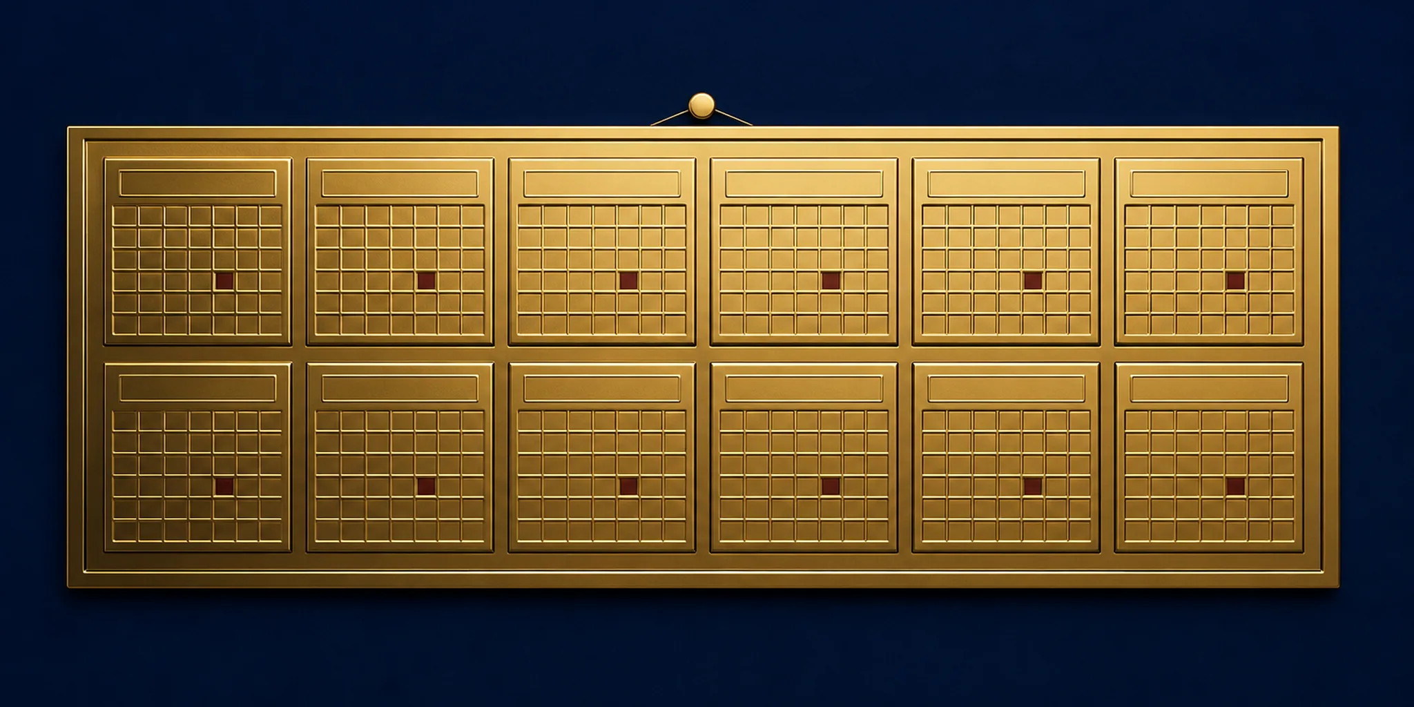 A twelve-month calendar with the same mark on every month, for a post on prolonged grief.